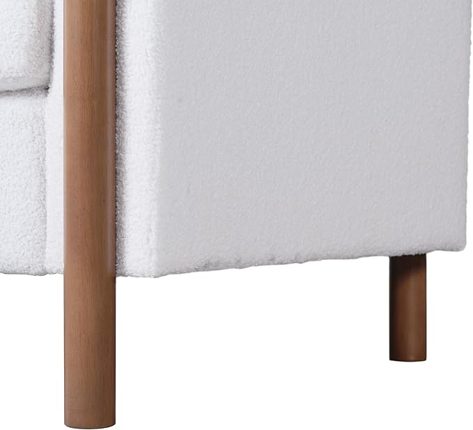 Christopher Knight Home Yadil Teddy Fleece Upholstered 3 Seater Sofa Couch Wooden Home Sofa Living Room Comfy Cloud Couch for Bedroom Home Office Cream White