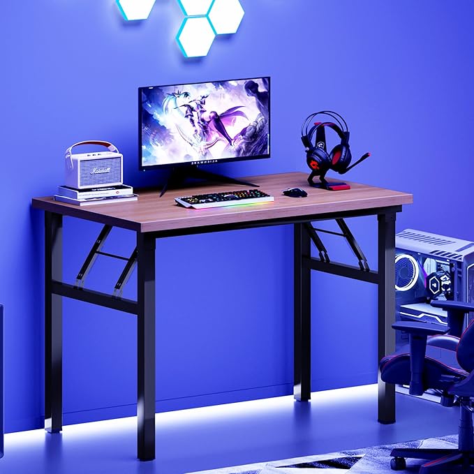 Folding Desk 31.5 inch No Assembly Folding Desks for Small Spaces Sturdy Foldable Computer Desk Multi-Purpose Home Office Desks Study Writing Desk Office Table Workstation for Home Office Outdoor