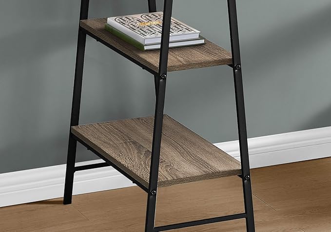 Computer Desk Home Office Laptop Storage Shelves 48 l Work Brown Laminate Black Metal Contemporary Modern