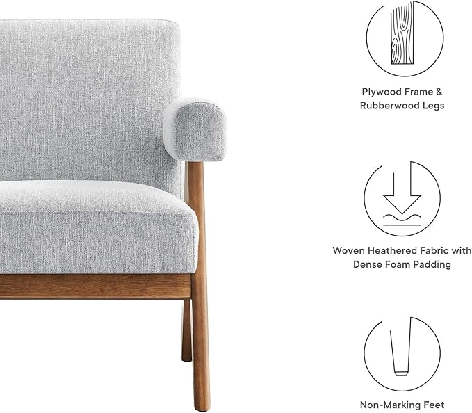 Modway EEI-6503-HLG Lyra Fabric Armchair Light Gray Fabric