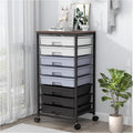 Rolling Cart with DrawersUtility Cart With 8 Drawers and Wooden Tabletop for Living RoomClassroomBedroomBathroomDormOfficeDark Grey