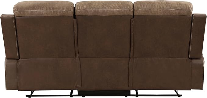 Lexicon Marianna Polished Microfiber Double Reclining Sofa Brown