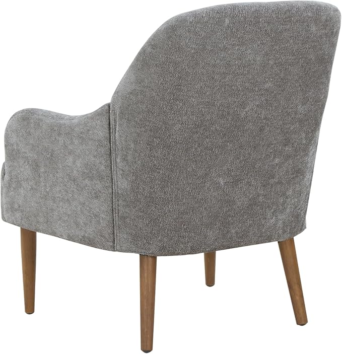 Chenille Armchair Modern Style Accent Chair with Wood Legs Comfy Design for Living Room Bedroom Office Gray RR142