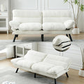White Modern Teddy Velvet Convertible Folding Futon Couch Sofa Bed Adjustable Pillow Top Arm Memory Foam Couch Double Love Seat Sofa for Compact Space Dorm Apartment Bedroom Loveseat (White)