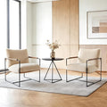 VINGLI 28 Wide Plush Upholstery Sling Modern Accent Chairs Set of 2 Cute Reading Armchair with Removable Seat Cushion &amp Tan Microfiber Seat Base Lazy Chair for Bedroom &amp Lounge Beige