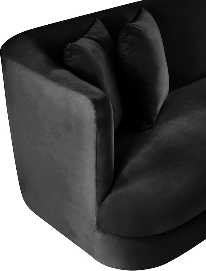 Meridian Furniture 699Black-C Alder Collection Modern | Contemporary Chair with Ultra Luxe Black Velvet 460 GSM Velvet Solid Wood Frame 38 W x 36 D x 30 H Black