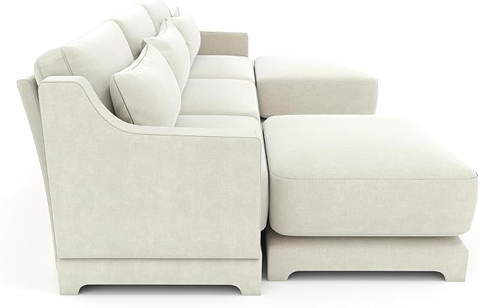 Ball &amp Cast 105.9” Modular Sectional Sofa Comfy Cloud Couch with Lumbar Pillows and OttomanDeep Seat Chenille U Shaped Modular Sofa Sectional Couches for Living Room Bedroom and Apartment Bei