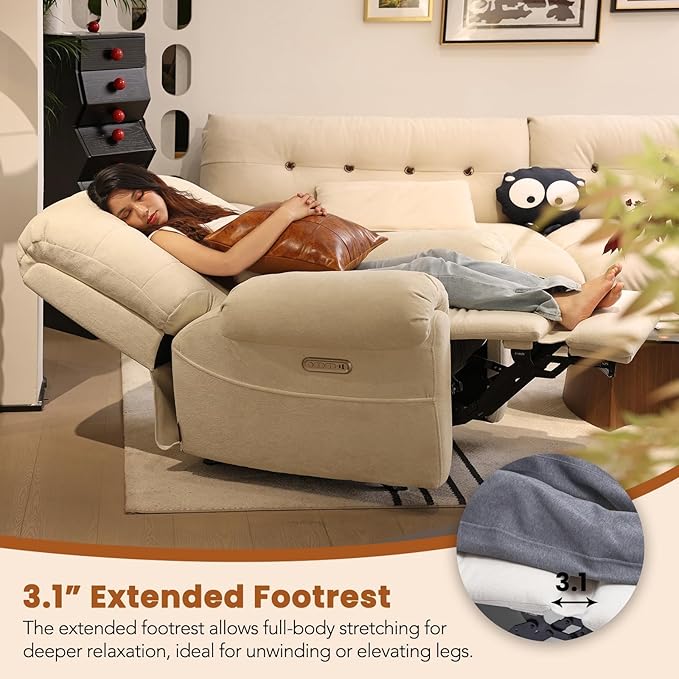 EONIX Mordern Massage Rocker Recliner Chair Dual Motor Power Rocking Recliners for Small Spaces Lazy Boy Recliner Chair with Heat and Massage for Living Room Bedroom Study Pearl White