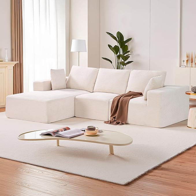 VEVOR Modular Sectional Sofa Sectional Couch for Living Room L Shaped Sofa with High Rebound Sponge Cloud Couch with Cushion for Living Room Apartment Beige