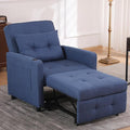 3-in-1 Convertible Futon Sofa Bed Chair Velvet Button Tufted Upholstered Pull Out Sleeper Chair with Adjustable Backrest&amp USB Ports Modern Lounge Armchair for Living Room Bedroom Apartment(Blu