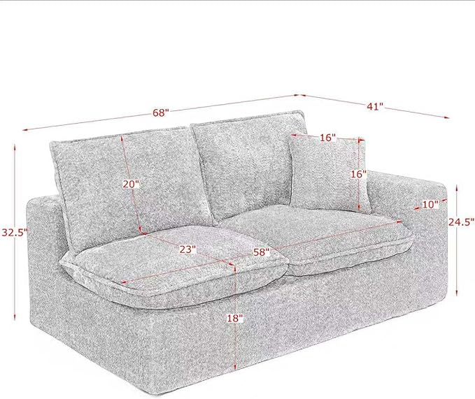 L-Shaped Boneless Modular Sectional Cloud Couches 4 Seat Modular Boucle Floor Foam Boneless Sofa Couch with Ottoman Headrest Pillows and Removable Cushions