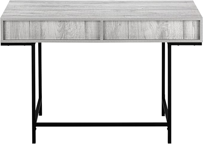 Penau Computer Desk for Home Office 48 Inches Grey Laminate Finish Black Metal Base 2 Storage Drawers Contemporary Style