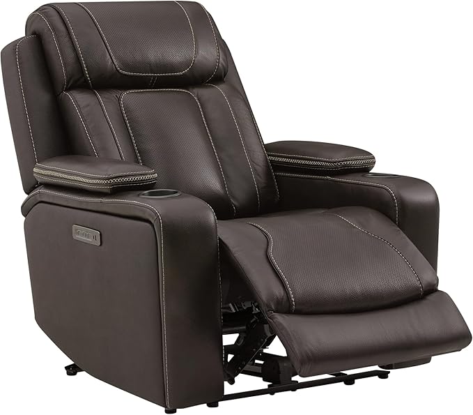 Watson &amp Whitely Electric Recliner Chairs for Adults Oversized Genuine Leather Recliner Super Zero Gravity Reclining Chair W Triple-Motor Adjustable Headrest &amp Lumbar Support Dark Brown