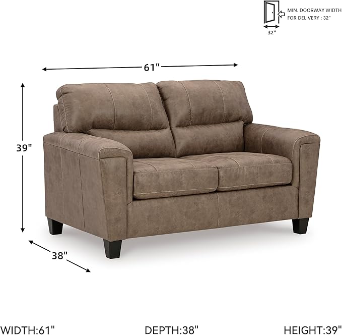 Signature Design by Ashley Navi Modern Loveseat with Removable Cushions Dark Brown