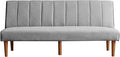 HomePop Upholstered Bergen Convertible Futon Sofa Bed Modern Sofa Couches for Living Room Small Spaces Dorm Apartment Gray Woven