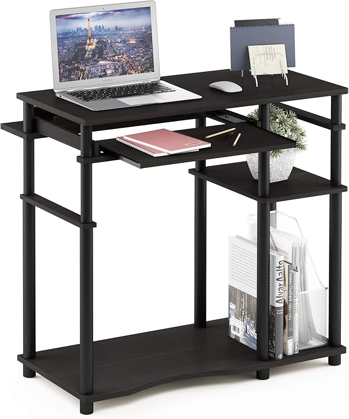 Furinno Abbott Computer Desk with Bookshelf Espresso/Black