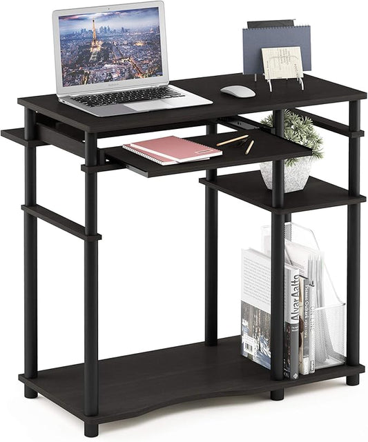 Furinno Abbott Computer Desk with Bookshelf Espresso/Black