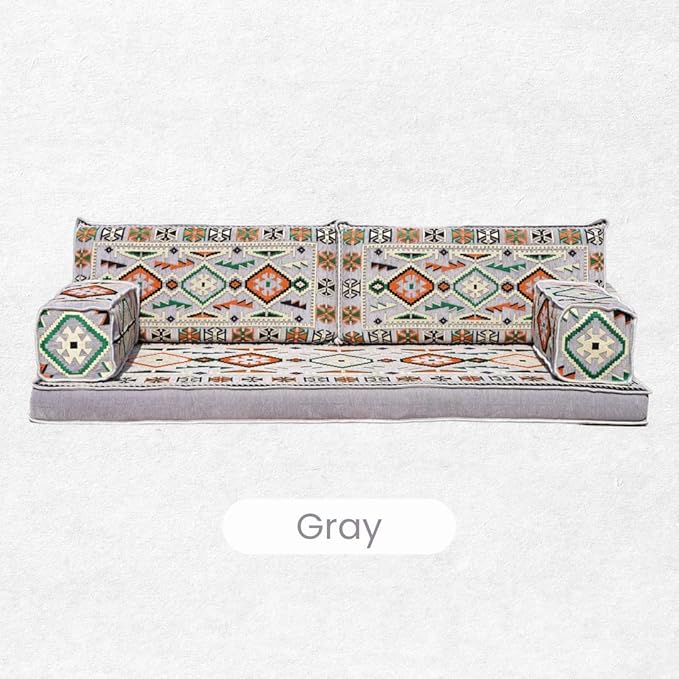Loveseat Floor Cushions Custom Floor Sofas Arabic Majlis Reading Nook Single Sofa Turkish Sofa Sectional Sofa Entryway Sofa (Gray)