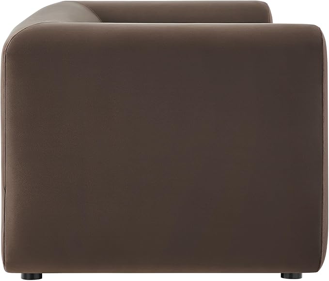 Modway Leif Performance Velvet Upholstered Sofa – 89 Inch Modern Tuxedo Sofa – Comfy 3 Seater Velvet Couch