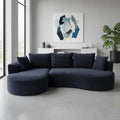 ERYE Oversized Curved Tight Backrest Sofa Floor Boneless Modular Foam Sofa Couch with Left Facing Chaise Lounge and 5 Pillows Corduroy Upholstered No Assembly Required