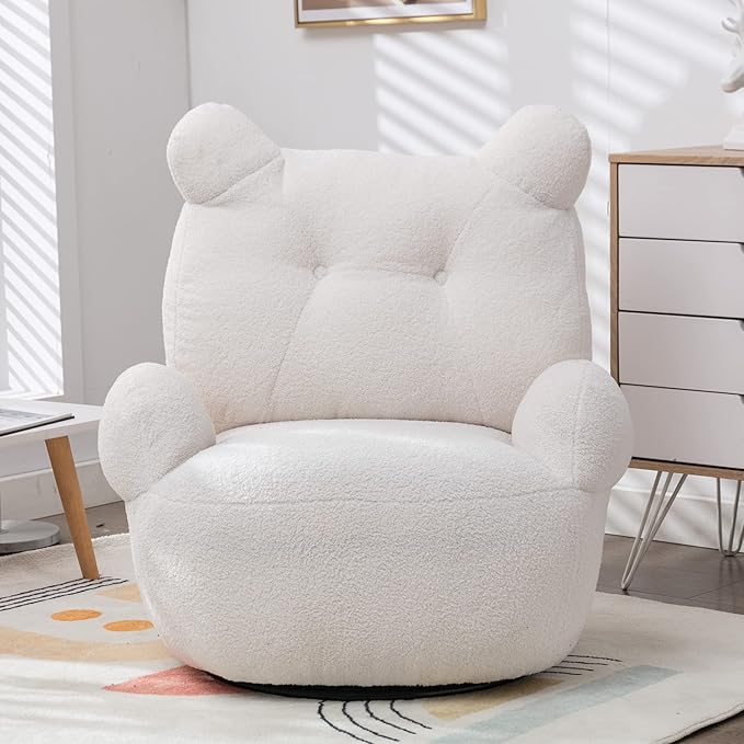 Swivel Accent Chair Short Plush Particle Velvet Armchair360 Degree Swivel Barrel Chair for Living Room Hotel Bedroom Office Lounge