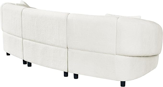 Merax 98.5 Modern 3 Seater Curved Sofa Luxury Boucle Fabric Sofa Minimalist Cozy Cloud Couch for Living Room Bedroom Apartment Home Office Beige