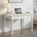 31-inch Solid Wood Desk: A Space-Saving Choice for Small Apartments | Elegant White French Country Style Computer Desk &amp Bedroom Dressing Table | Sturdy Durable and Wobble-Free Workbench