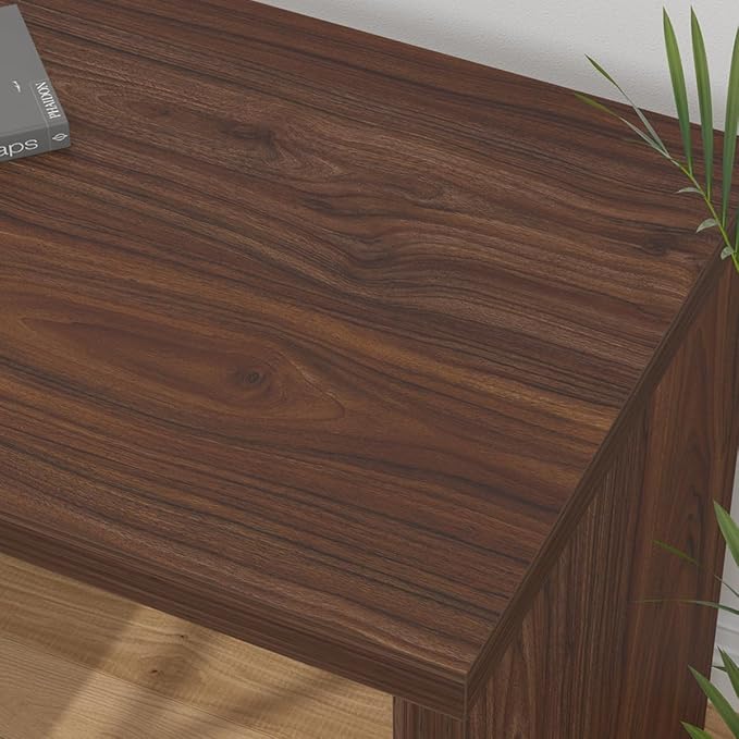 HSH Walnut Home Office Desk L Shaped with Drawers Reversible Wood Computer Desk Table for Executive Work Writing Study Gaming Rustic Corner L Desk with Storage Cabinet Shelves for Bedroom 55 Inch