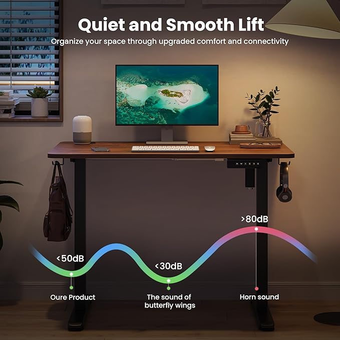 Casaphoria 40 x 24 inches Electric Standing Desk Sit to Stand Desk with Memory Height Adjustment Home Office Computer Desk for Writing and Games Brown
