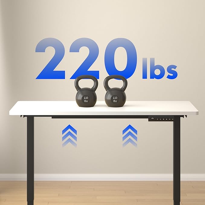 FLEXISPOT E3 Dual Motor Electric Standing Desk 48 x 30 Sit Stand Up Desk Holds 220 lbs Adjustable Height w/Memory Presets One-Piece White Desktop &amp Black Frame Ships in 2 Boxes