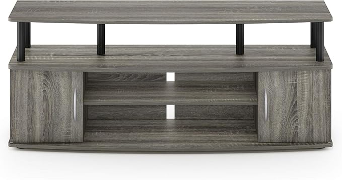 Furinno JAYA Large Entertainment Stand for TV Up to 55 Inch French Oak Grey/Black