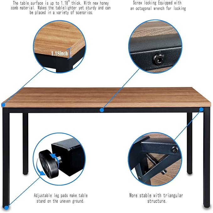 Boardest Computer Table 24x55 Inch DiningTable Computer DeskHome Office Desk Gaming Writing Work from Home Study Table Sturdy Metal Frame Modern SimpleWalnut and Black(24x55 Inches)