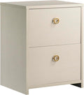 Lateral 2 Drawer Small File Cabinet with Lock Under Desk Locking Storage Cabinets Organizer for HomeContemporary Office Engineered Wood Filing DrawersBeige