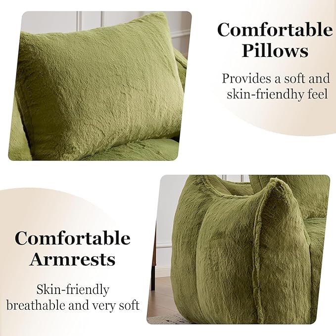 Alpen Loveseat for Small Spaces 75 Boneless Couches for Living Room Love Couch with Armrests Apartment Sofa with Tufted Cushion &amp Backrest No Assembly Green