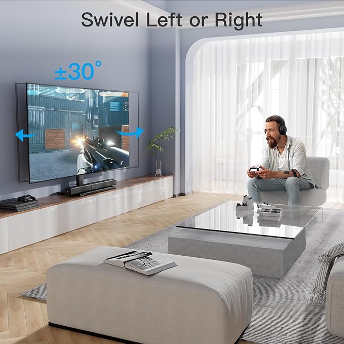 PERLESMITH Universal Swivel TV Stand Legs for 24-60 inch LCD LED TVs Height Adjustable Television Mount Stand with Tempered Glass Base Universal VESA Mount 400×400mm Holds up to 88lbs PSTVS09