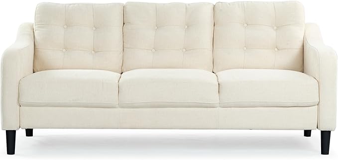 SAFAVIEH Couture Furniture Collection Nathaniel Cream Tufted 3-Seater Sofa