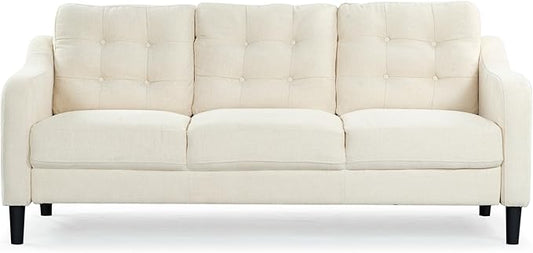 SAFAVIEH Couture Furniture Collection Nathaniel Cream Tufted 3-Seater Sofa