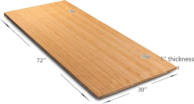 VWINDESK 72 x 30 x 1 Inch 100% Solid Bamboo Desk Table Top Onlyfor Standing Desk Home Office Desk with 60mm Grommets(Right Angle)