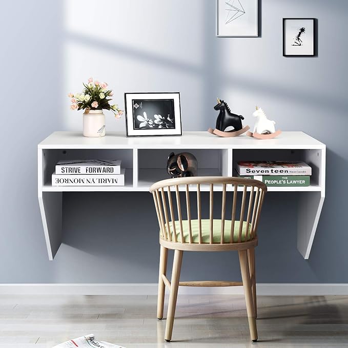 BestComfort Wall Mounted Desk Hutch 41.5inch Floating Laptop Table Writing Desk Home Office Workstation Hanging Computer Desk Modern Floating Console Media Storage Cabinet
