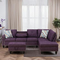 L-Shaped Sectional Sofa with Movable Chaise &amp Storage Ottoman Lounge 3-Piece Modular Convertible Couches for Living Room Apartment &amp Office Deep Purple