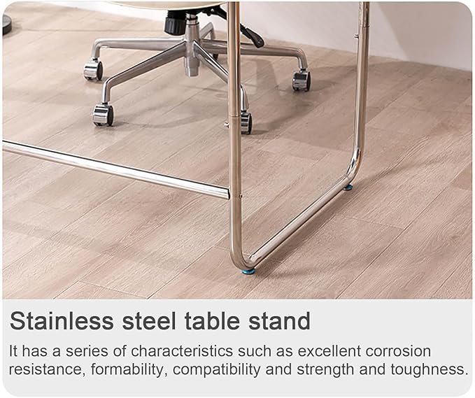 SUBVERS Modern Simple Computer Desk with Stainless Steel Table Stand Sturdy Writing Desk Makeup Workstation for Home Office Easy to Assemble(130x65x75cm(51x25x29in) White)