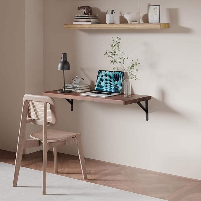 Floating Wall Desk for Home OfficeWall Mounted Table with Pine Wood36 Inch Workbench for GarageWork Table with Heavy Duty Brackets for KitchenDiningLaundry