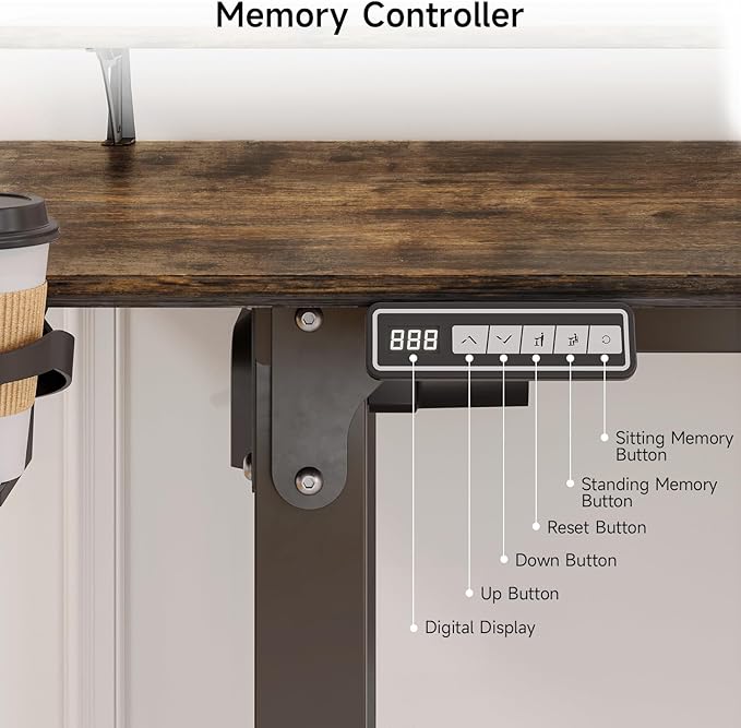 L Shaped Electric Standing Desk 71x43'' Computer Desks with 2 Monitor Shelves Dual Motor and Memory Controller Gaming Corner Desk Adjustable Height from 28-46'' for Home Office Rustic Brown