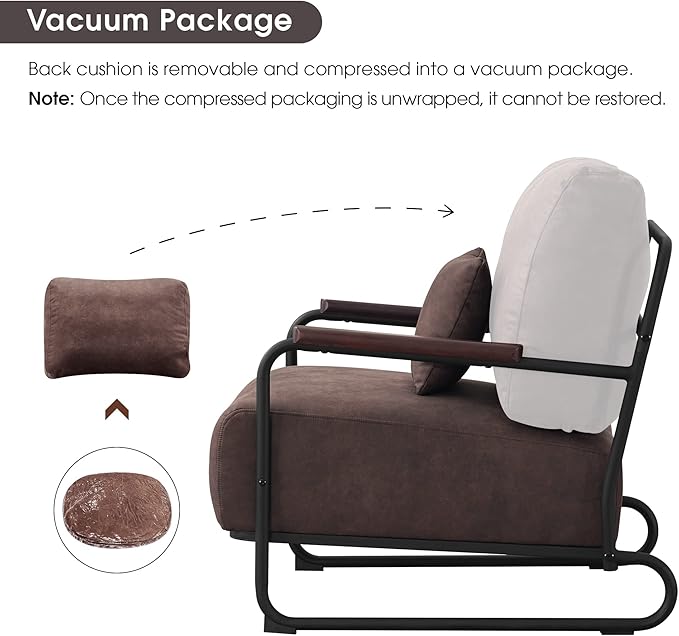 MCombo Modern Accent Chairs Upholstered Reading Chair Wooden Armrests Guest Chair for Living Room Bedroom Office HQ102 (1 Brown)