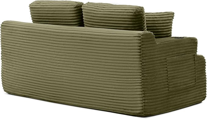 66.5 Cloud Loveseat Boneless Sofa Couch in a Box 2 Seater Foam Compression Couches Modern Living Room Floor Sofa Couch Corduroy Small Love Seat No Assembly Required Green