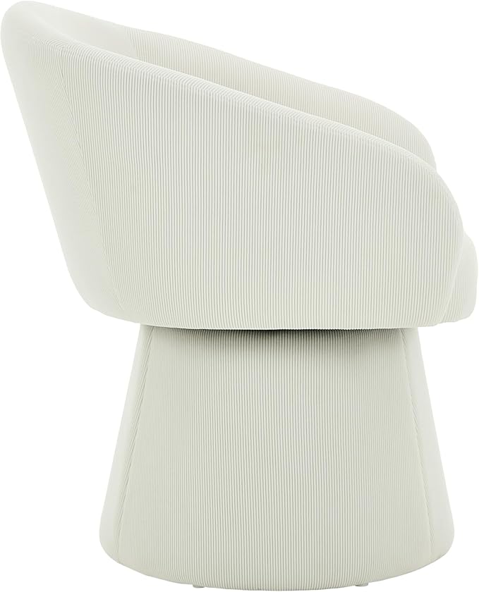 Christopher Knight Home Roach Corduroy Upholstered 360° Swivel Accent Chair Wood Frame Barrel Swivel Chair Super Comfort Single Lounge Sofa with Rotation for Living Room/Bedroom Beige