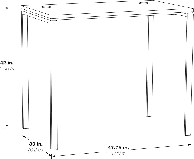 OSP Home Furnishings Prado Home Office Writing Desk 48 Inches 42 Inches 48-inches Wide x 42-inches High Black