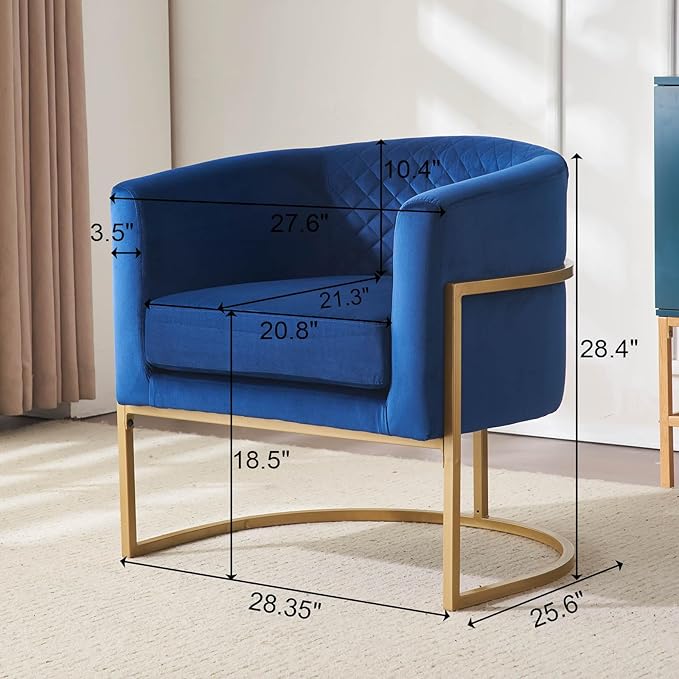 Modern ArmchairUpholstered Velvet ChairCurved Backrest Lounge ChairModern Accent ChairComfy Armchair for Small ApartmentLiving RoomOfficeReception AreaBlue