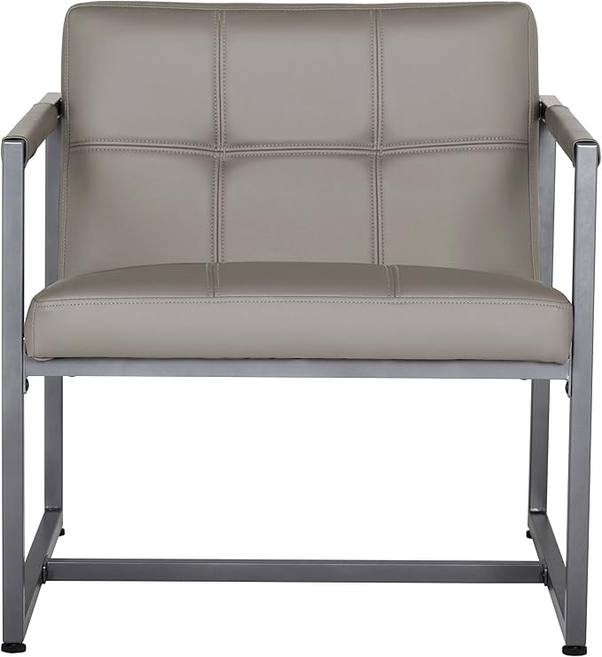 Camber Modern Accent Chair in Blended Leather Pewter Gray/Mushroom