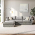 118.5 Modular Sectional Sofa Down Filled Cloud Couch with Storage Ottoman Oversized L Shaped Couch with 2 Pillows 4 Seats Sectional Couches for Living Room Apartment Light Grey
